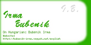 irma bubenik business card